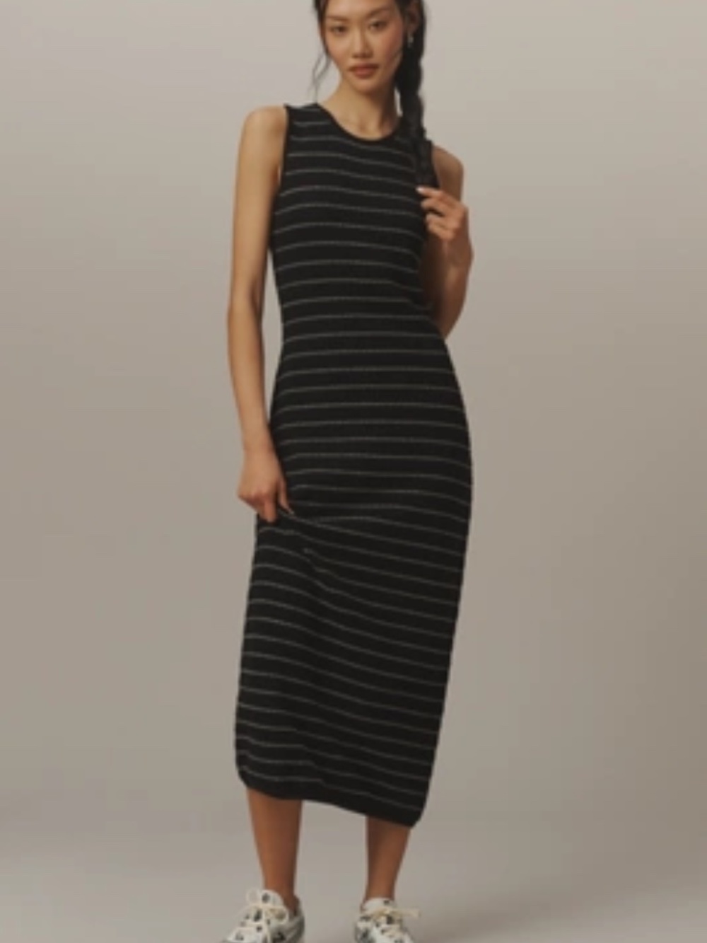 Varley Beesley Knit Midi Dress- Black/White - NWT - MED